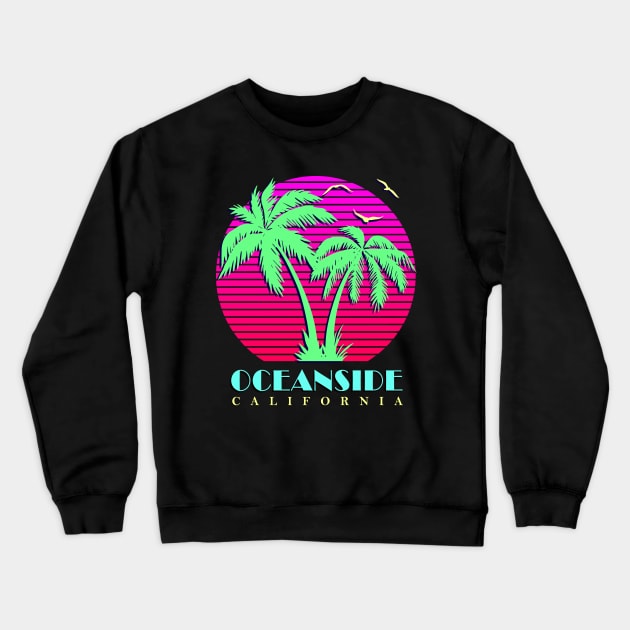 Oceanside California Palm Trees Sunset Crewneck Sweatshirt by Nerd_art